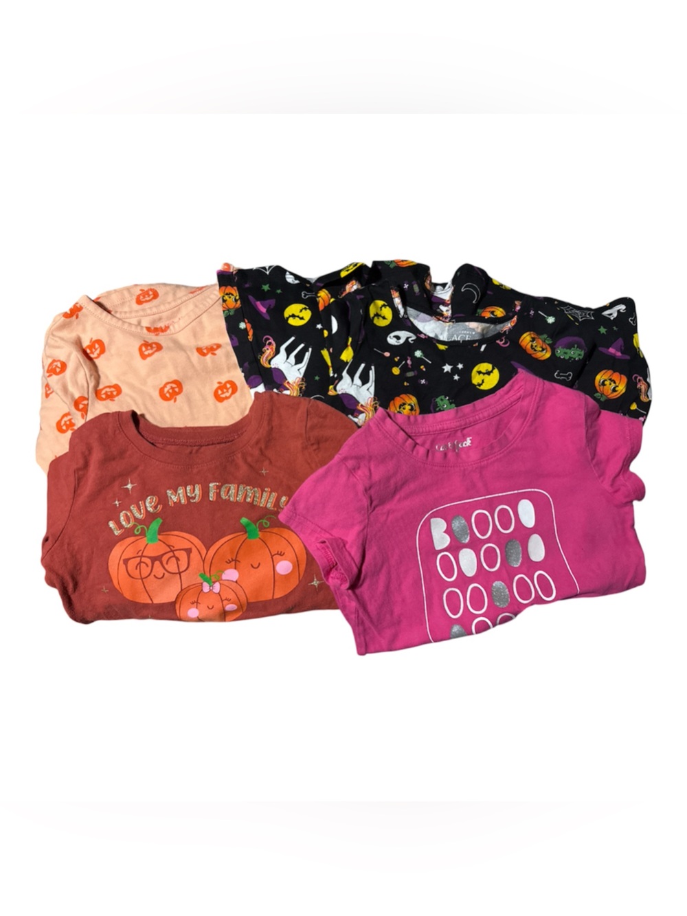 Girls Halloween Graphic Tee/ Dress Bundle - Pink, Black, Rust, Peach